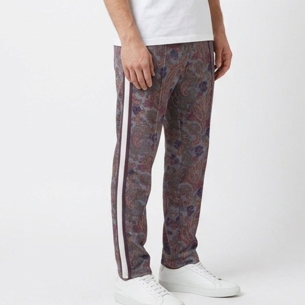 Urban Outfitters Retro 70s Boho Track Pants Men M Purple Paisley Floral‎ Joggers